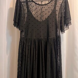 Woman’s Torrid Size 2 Sheer Black Polka Dot Dress